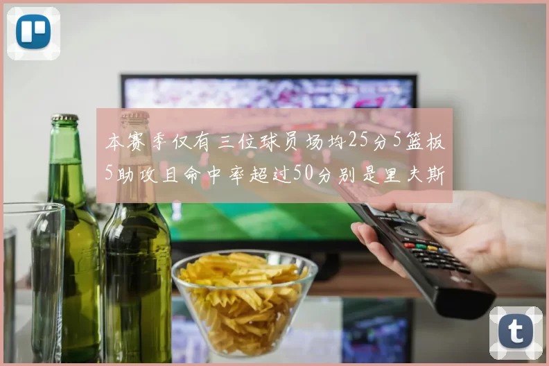 本赛季仅有三位球员场均25分5篮板5助攻且命中率超过50分别是里夫斯约基奇和字母哥